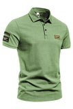 Polo para hombre de manga corta verde de algodón elástico sólido