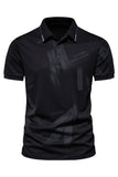 Polo de algodón de manga corta slim fit negro para hombre