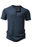 Polo casual para hombre waffle de manga corta blanco