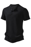 Polo casual para hombre waffle de manga corta blanco