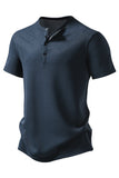 Polo casual para hombre waffle de manga corta blanco