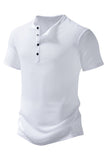 Polo casual para hombre waffle de manga corta blanco