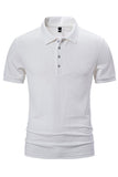 Polo de punto blanco de algodón de manga corta slim fit para hombre