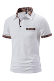 Polo casual de hombre de manga corta de algodón blanco