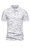 Polo de hombre de manga corta con estampado de estampado blanco