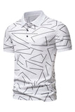 Polo de hombre de manga corta con estampado de estampado blanco