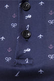 Polo de manga corta estampado con estampado azul oscuro para hombre