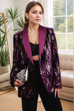 chal morado solapa lentejuelas blazer de fiesta