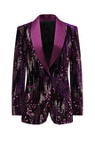 chal morado solapa lentejuelas blazer de fiesta