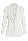 Blazer midi de mujer entallada y sencilla blanca