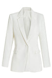 Blazer midi de mujer entallada y sencilla blanca