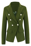 Blazer midi de solapa de pico verde militar para mujer