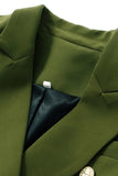 Blazer midi de solapa de pico verde militar para mujer