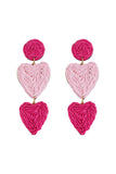 Pendientes trenzados en forma de corazón fucsia de moda