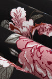 Vestidos de la década de 1950 con estampado floral azul y mangas cortas