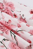 Vestidos de la década de 1950 con estampado floral azul y mangas cortas
