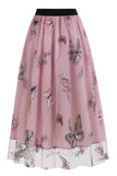 Falda midi suelta suelta de gasa floral con estampado de cintura alta albaricoque