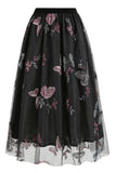 Falda midi suelta suelta de gasa floral con estampado de cintura alta albaricoque