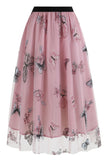 Falda midi suelta suelta de gasa floral con estampado de cintura alta albaricoque