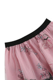 Falda midi suelta suelta de gasa floral con estampado de cintura alta albaricoque