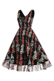 Elegante vestido vintage sin mangas bordado de encaje floral negro