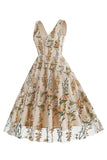 Elegante vestido vintage sin mangas bordado de encaje floral negro
