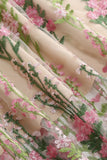 Elegante vestido vintage sin mangas bordado de encaje floral negro