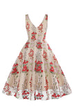 Elegante vestido vintage sin mangas bordado de encaje floral negro
