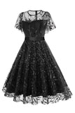 Albaricoque lentejuelas hoja bordada malla superposición elegante vestido vintage