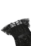Albaricoque lentejuelas hoja bordada malla superposición elegante vestido vintage