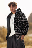 Sudadera con capucha con cremallera de piel sintética de leopardo Abrigo de manga larga para hombre