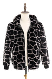 Sudadera con capucha con cremallera de piel sintética de leopardo para hombre