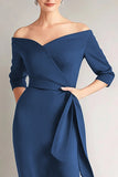 Vestido Sirena Strapless Azul Marino Madre de la Novia