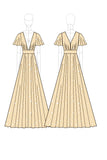 Vestido formal largo de tul con cuello en V de color albaricoque A Line