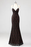 Tirantes de espagueti negros Vestido formal de tirantes de espagueti