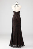 Tirantes de espagueti negros Vestido formal de tirantes de espagueti