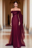 Cabernet Off The Shoulder Vestido de Baile Militar Largo de Tul Sirena