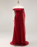 Cabernet Off The Shoulder Vestido de Baile Militar Largo de Tul Sirena
