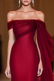 Cabernet Off The Shoulder Vestido de Baile Militar Largo de Tul Sirena