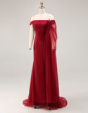 Cabernet Off The Shoulder Vestido de Baile Militar Largo de Tul Sirena