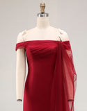 Cabernet Off The Shoulder Vestido de Baile Militar Largo de Tul Sirena