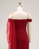 Cabernet Off The Shoulder Vestido de Baile Militar Largo de Tul Sirena