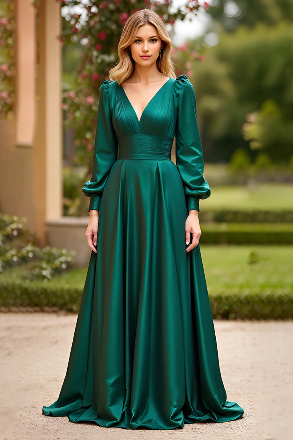 Zapaka Vestido Largo Verde Oscuro ZAPAKA Women Dark Green Ball