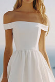 Vestido de graduación blanco A Line con hombros descubiertos