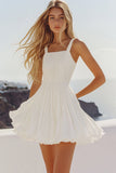 Vestido de graduación corto plisado corto plisado blanco A Line