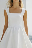 Vestido corto de graduación corto de gasa de línea blanca