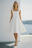 Vestido corto de graduación corto de gasa de línea blanca
