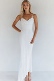 Vestido de graduación plisado con tirantes finos de algodón blanco ajustado