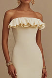 Vestido Narciso recto de satén de sirena hasta los tobillos con volantes