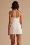 Vaina de cuello halter recortada de satén vestido blanco